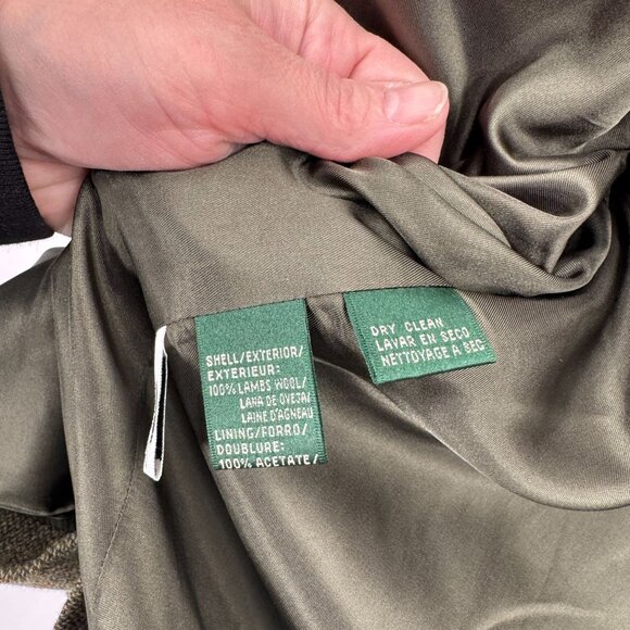 Lauren Ralph Lauren Double Breasted Jacket Womens 12 Petite Green Wool Vintage - Picture 10 of 10